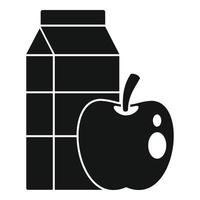 ícone do pacote de leite de maçã, estilo simples vetor