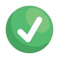 verifique o símbolo no botão verde vetor