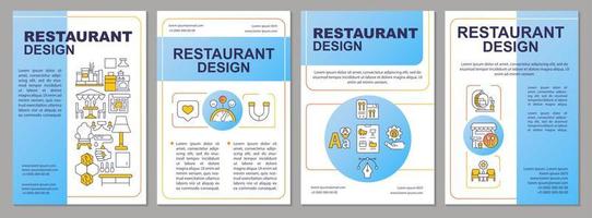 modelo de brochura azul de design de interiores de restaurante. Pequenos negócios. design de folheto com ícones lineares. layouts de 4 vetores editáveis para apresentação, relatórios anuais.