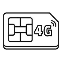 ícone do cartão sim 4g, estilo de estrutura de tópicos vetor