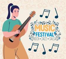 letras de festival de música com guitarrista vetor