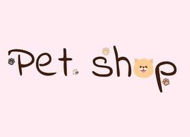 logotipo, banner, adesivo, ícone para pet shop com cachorro feliz e patas vetor