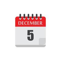 data do calendário de dezembro vetor