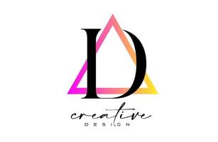 logotipo da letra d dentro de um triângulo com design de corte criativo. vetor