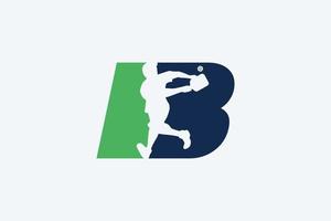 logotipo de pickleball com uma combinação da letra b e a silhueta de um jogador de pickleball vetor