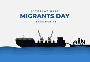 fundo do dia internacional dos migrantes comemorado em 18 de dezembro. vetor