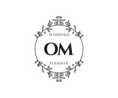 coleção de logotipos de monograma de casamento de letras iniciais om, modelos modernos minimalistas e florais desenhados à mão para cartões de convite, salve a data, identidade elegante para restaurante, boutique, café em vetor