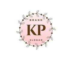 logotipo feminino kp inicial. utilizável para logotipos de natureza, salão, spa, cosméticos e beleza. elemento de modelo de design de logotipo de vetor plana.