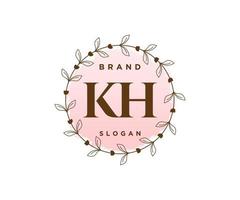 logotipo feminino inicial kh. utilizável para logotipos de natureza, salão, spa, cosméticos e beleza. elemento de modelo de design de logotipo de vetor plana.