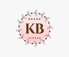 logotipo feminino inicial kb. utilizável para logotipos de natureza, salão, spa, cosméticos e beleza. elemento de modelo de design de logotipo de vetor plana.