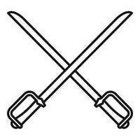 ícone de espadas de metal de esgrima, estilo de estrutura de tópicos vetor
