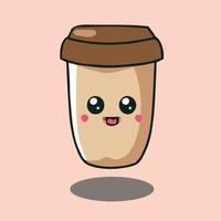 ilustração em vetor xícara de café kawaii de bebida deliciosa doce dos desenhos animados.