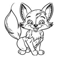 ilustração de contorno dos desenhos animados de raposa feliz. livro de colorir para crianças, desenho vetorial. vetor