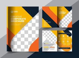 brochura bifold de negócios da empresa corporativa e design de conceito de layout de capa com formas modernas vetor