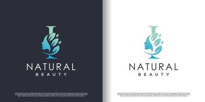 modelo de logotipo de beleza natural com conceito de letra i vetor premium