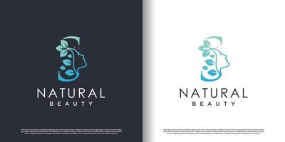 modelo de logotipo de beleza natural com vetor premium de conceito de carta