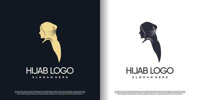 design de logotipo hijab de beleza com vetor premium de conceito moderno