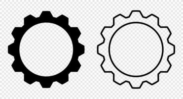 ícones de engrenagem. ícones de roda de engrenagem preta. conjunto de ícones de vetor de configuração de engrenagem. mecanismo de engrenagens preto isolado e roda dentada. ilustração vetorial