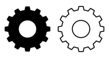 ícones de engrenagem. ícones de roda de engrenagem preta. conjunto de ícones de vetor de configuração de engrenagem. mecanismo de engrenagens preto isolado e roda dentada. ilustração vetorial