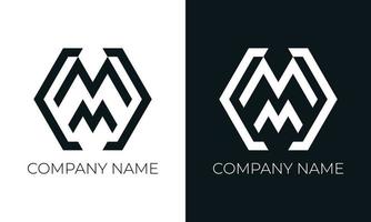 modelo de design de vetor de logotipo de letra inicial m. tipografia m na moda moderna criativa e cores pretas