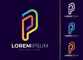 modelo de design de logotipo letra p. tipografia criativa moderna moderna p e gradiente colorido vetor