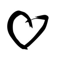 corações de pincel desenhados à mão. coração grunge doodle preto sobre fundo branco. símbolo de amor romântico. ilustração vetorial. vetor