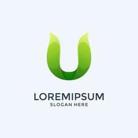 logotipo da letra u com logotipo verde vetor