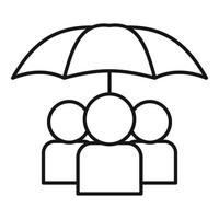 pessoas sob o ícone de guarda-chuva, estilo de estrutura de tópicos vetor