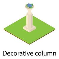 ícone de coluna decorativa, estilo isométrico vetor