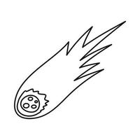 meteoro caindo com ícone de cauda longa, estilo de estrutura de tópicos vetor