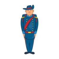 homem em um uniforme azul do exército ícone do século XIX vetor