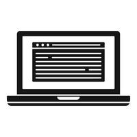 ícone do editor de laptop, estilo simples vetor