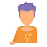 ícone de garota transgênero de cabelo violeta, estilo plano vetor