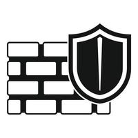 ícone de firewall de escudo, estilo simples vetor