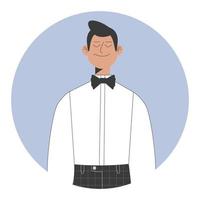 homem noivo em avatar de terno ou ícones redondos isolados. ilustração vetorial em estilo simples vetor