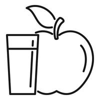ícone de maçã fresca de copo de água, estilo de estrutura de tópicos vetor