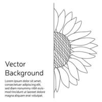 fundo vetorial com meia flor em estilo doodle sem cor isolada no fundo branco vetor