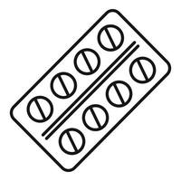 ícone de pacote de pílula médica, estilo de estrutura de tópicos vetor