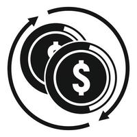 converter ícone de moedas de dinheiro, estilo simples vetor