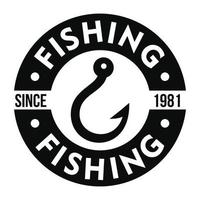 logotipo do clube de gancho de pesca, estilo simples vetor