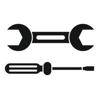 ícone de chave e furadeira manual, estilo simples vetor