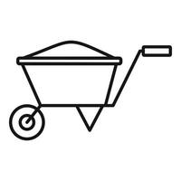 ícone de carrinho de mão de construção, estilo de estrutura de tópicos vetor