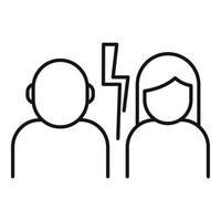ícone de quebra de casal de divórcio, estilo de estrutura de tópicos vetor