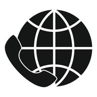 ícone do centro de serviço global, estilo simples vetor