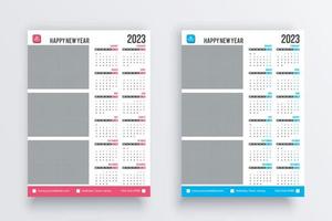 calendário para 2023. design de calendário de parede 2023 ano. vetor