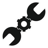 ícone do centro de serviço de chave de engrenagem, estilo simples vetor