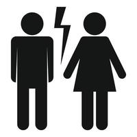 ícone de divórcio de casal, estilo simples vetor