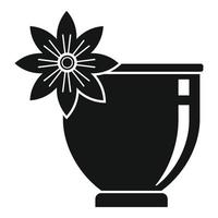 ícone do copo da flor da cerimônia do chá, estilo simples vetor