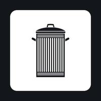 lata de lixo com ícone de tampa, estilo simples vetor