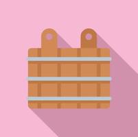 ícone de balde de aço de madeira de sauna, estilo simples vetor